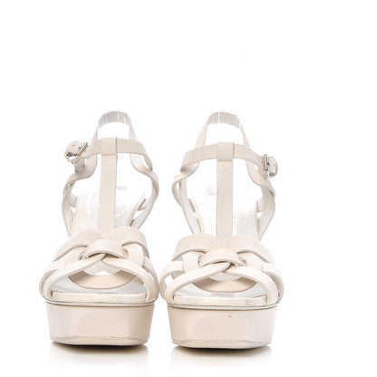 Saint Laurent Calfskin Tribute 75 Platform Sandals 36.5 Porcellana 2 of 9