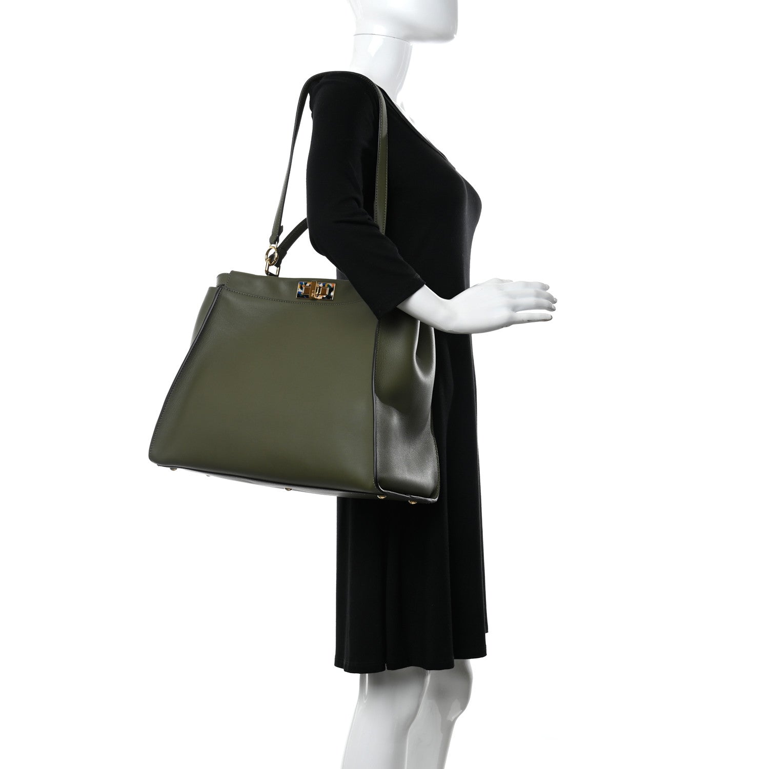 Fendi Vitello Seta Plexiglass Granite Large Peekaboo Iconic Satchel Equatore 2 of 10