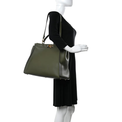 Fendi Vitello Seta Plexiglass Granite Large Peekaboo Iconic Satchel Equatore 2 of 10