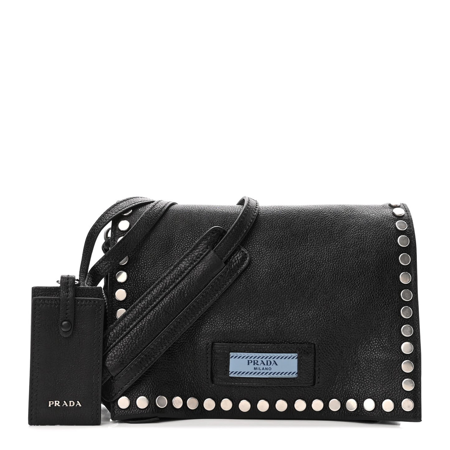 Glace Calfskin Studded Etiquette Flap Black
