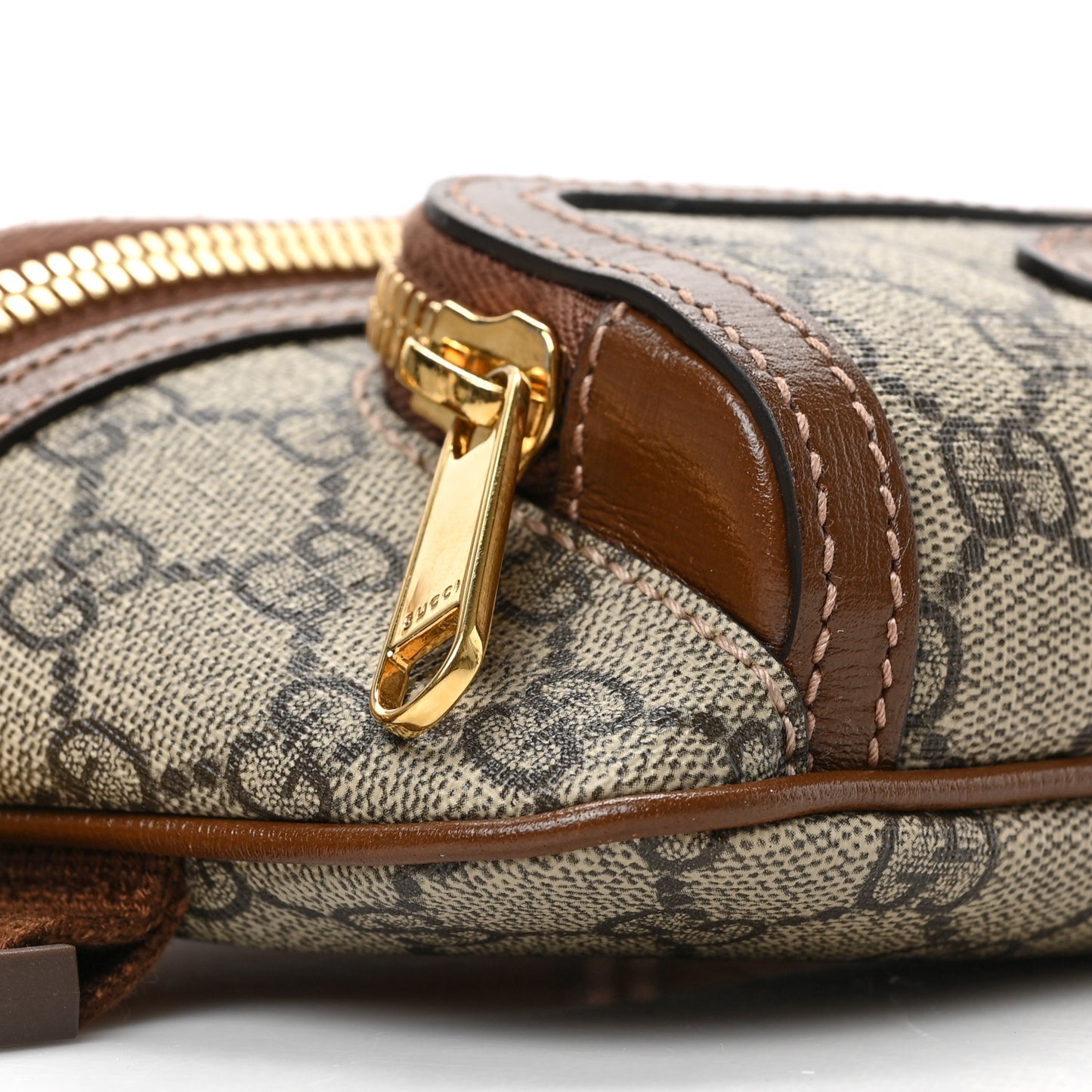 GG Supreme Monogram Textured Calfskin Retro Interlocking G Belt Bag Beige Ebony Brown Sugar