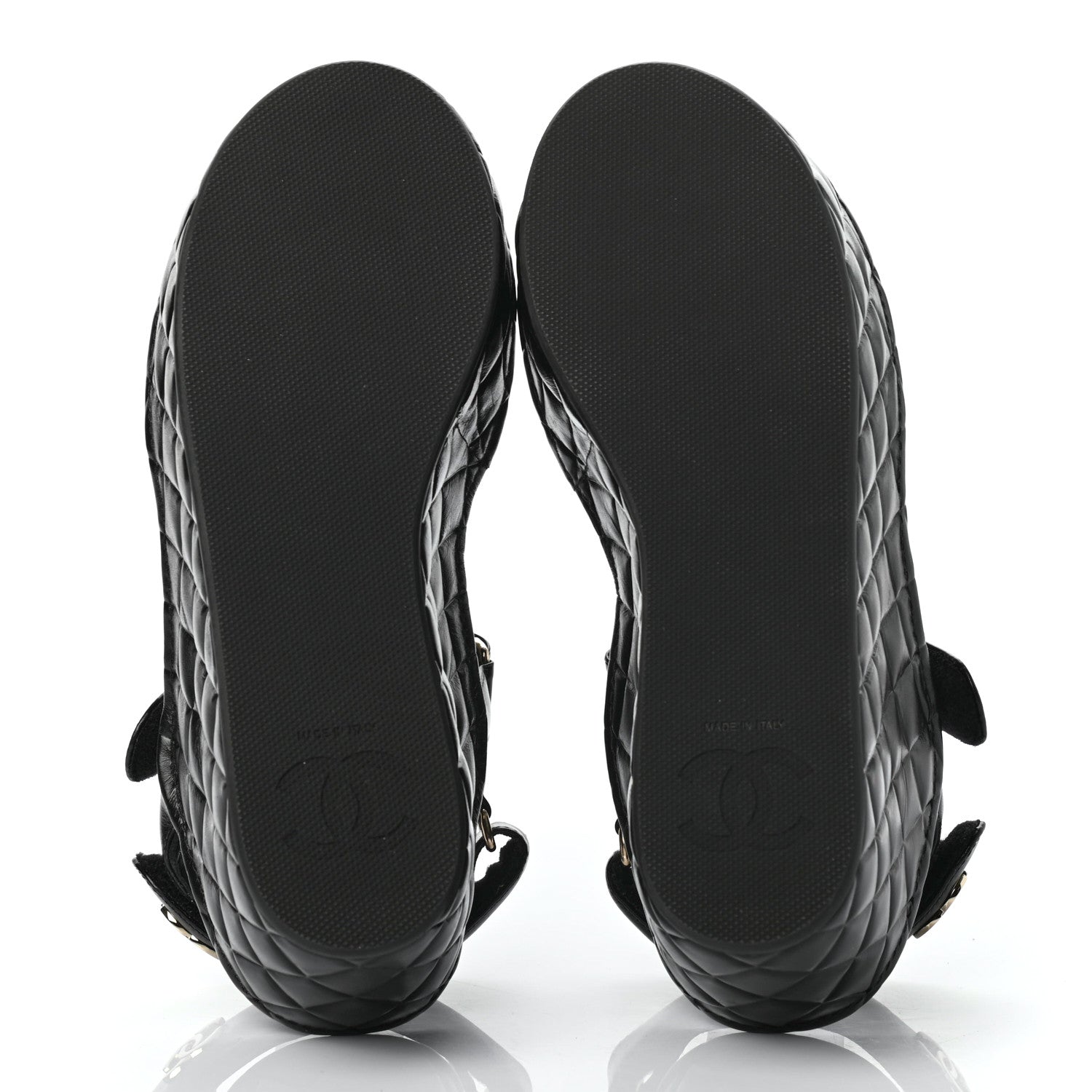Chanel Shiny Calfskin Logo Platform Sandals 38 Black 5 of 10