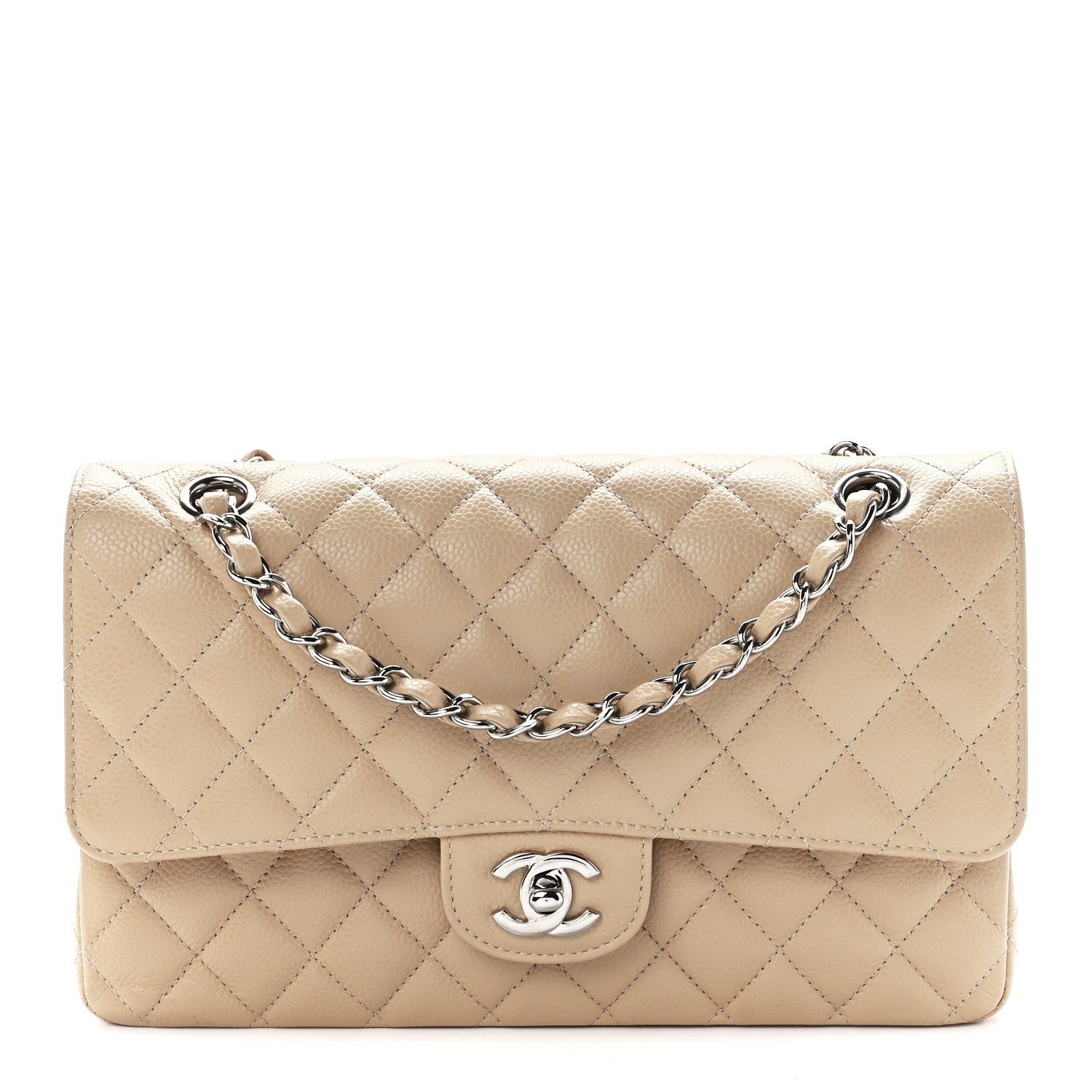 Chanel Caviar Quilted Medium Double Flap Beige 1 of 10