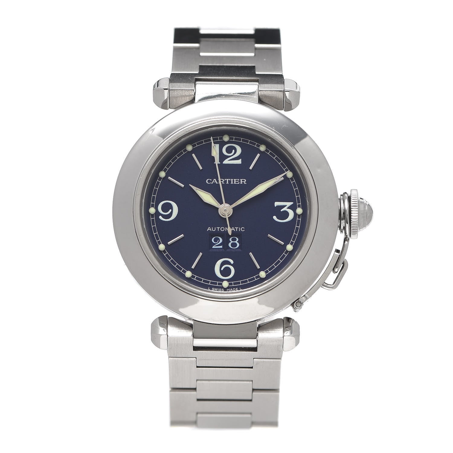 Cartier Stainless Steel 35mm Pasha C Big Date Automatic Watch Blue 1 of 5