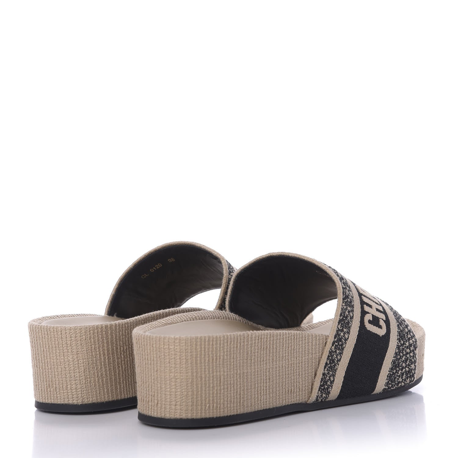 Christian Dior Oblique D-Way Platform Sandal 38 Black Creme 7 of 10