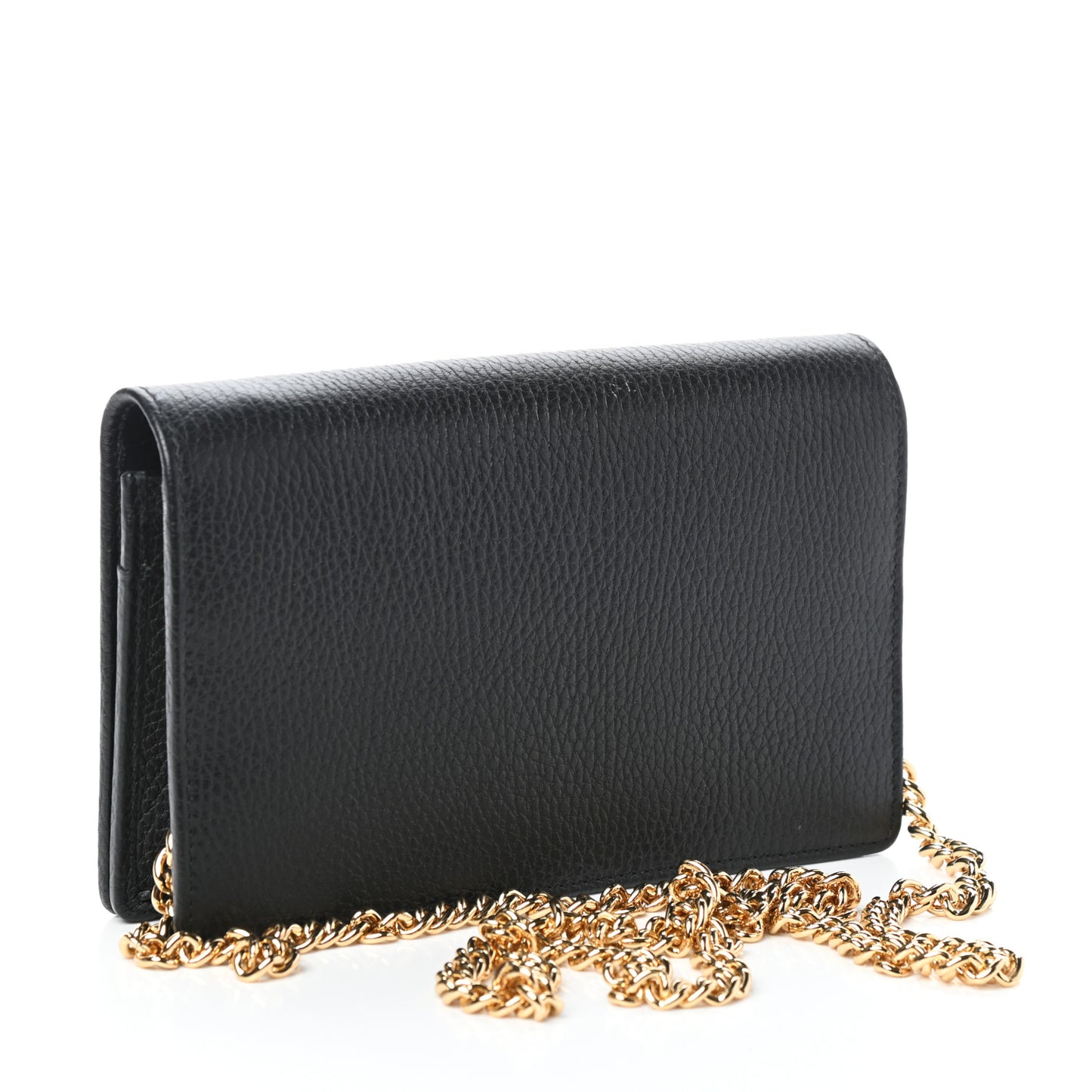 Calfskin Mini GG Marmont Chain Wallet Black