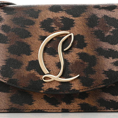 Christian Louboutin Calfskin Kitty Print Loubi54 Crossbody Clutch Brown Gold 7 of 11