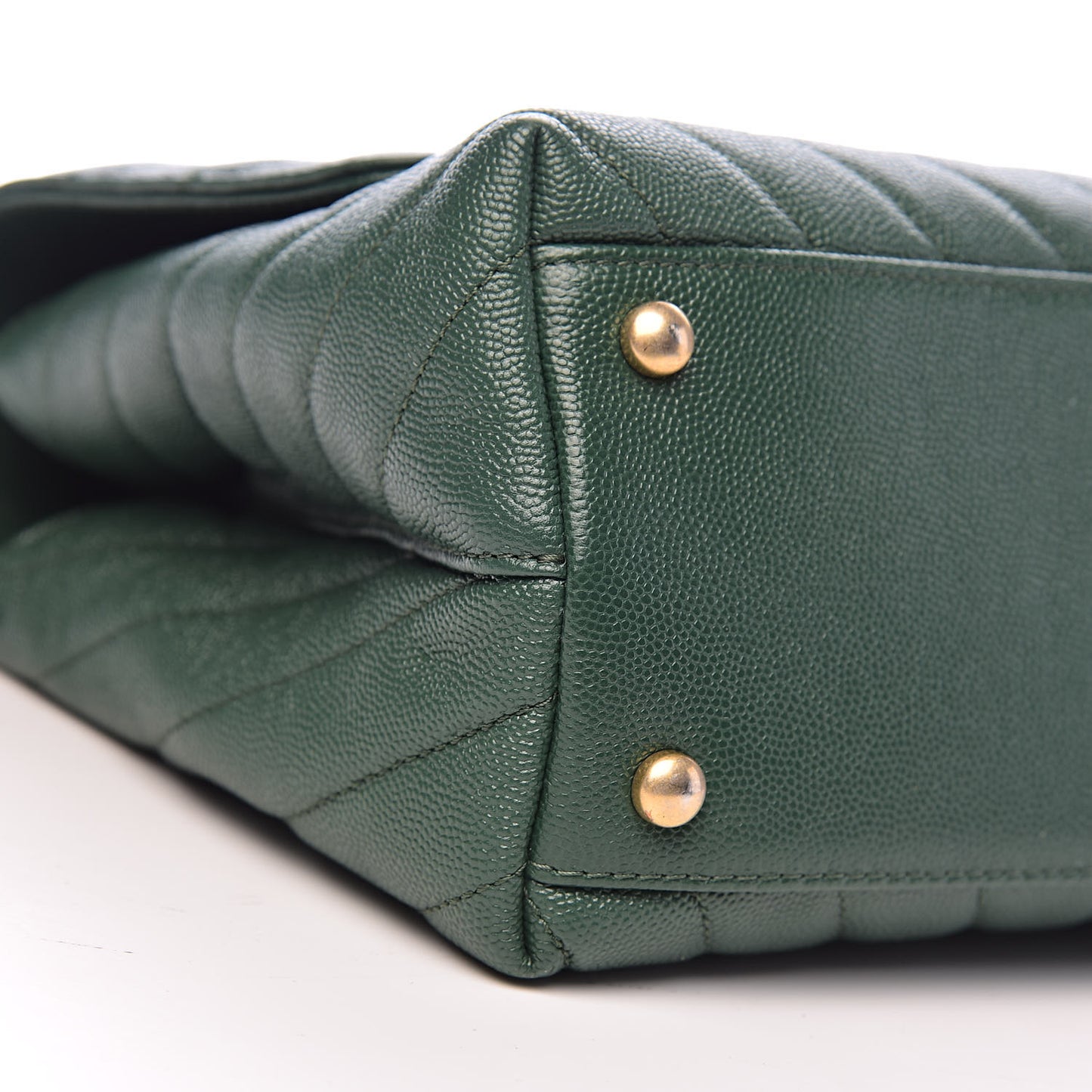 Caviar Lizard Chevron Quilted Small Coco Handle Flap Green