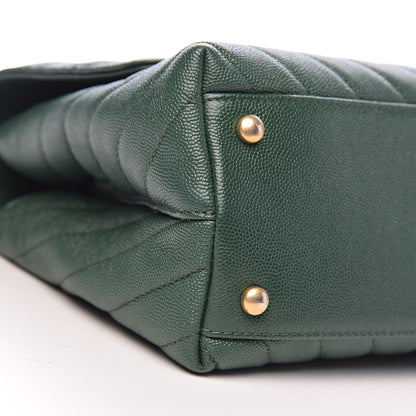 Chanel Caviar Lizard Chevron Quilted Small Coco Handle Flap Green 10 of 12