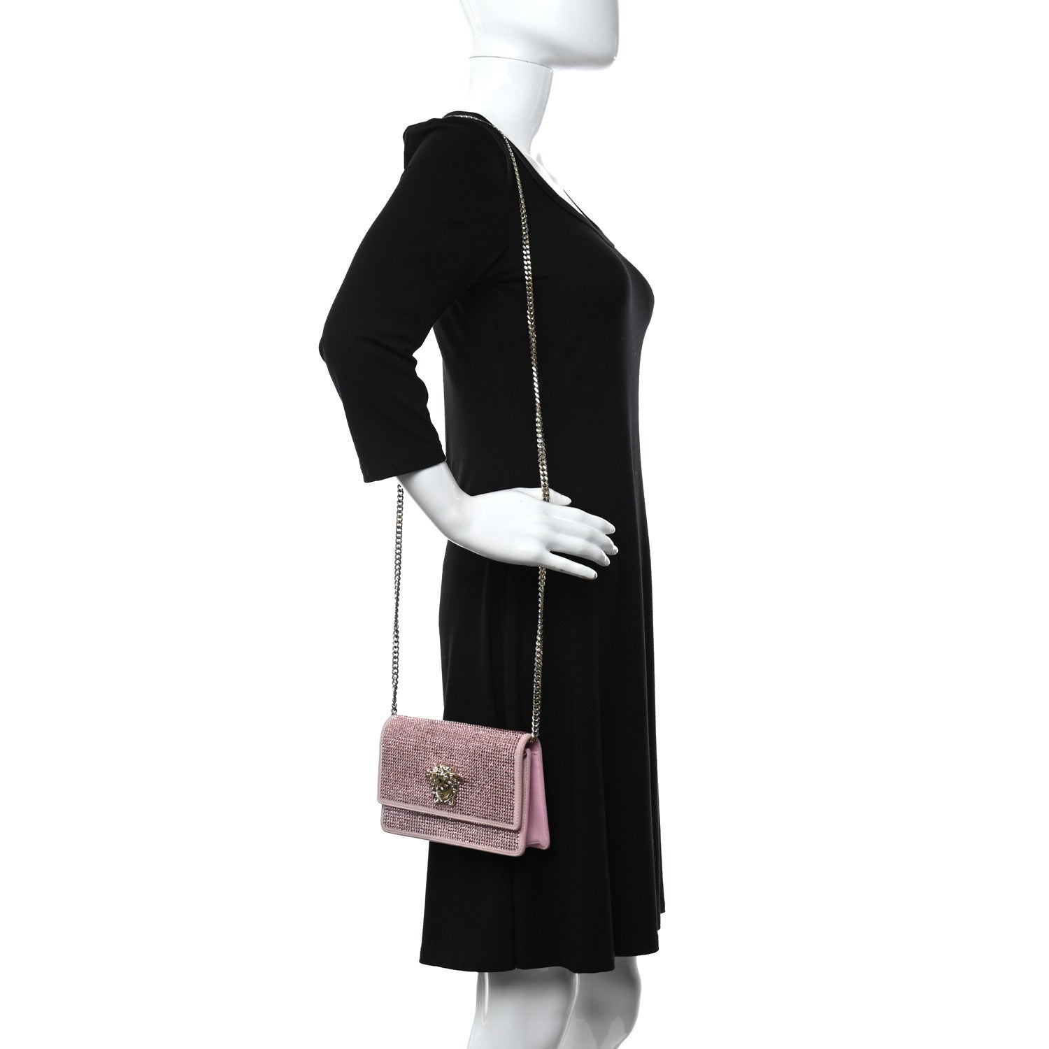 Versace Vitello Crystal Palazzo Evening Bag Pink 3 of 12