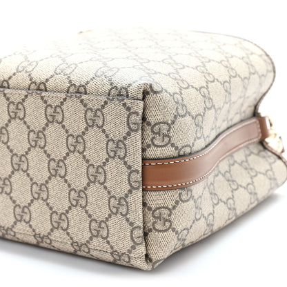 Gucci GG Supreme Monogram Emblem Mini Bucket Bag Beige Dark Brown 10 of 10