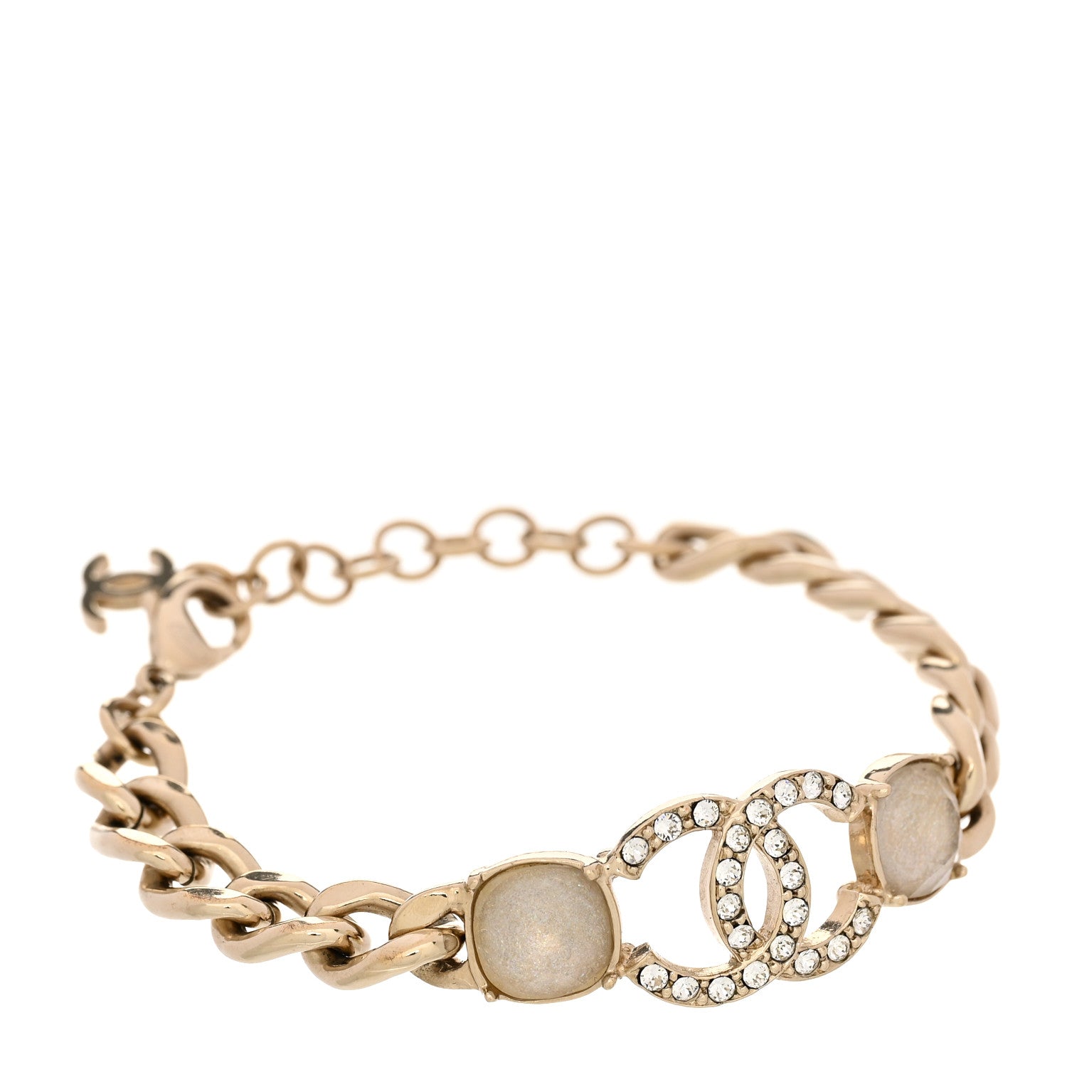 Chanel Glass Crystal CC Chain Bracelet Gold 1 of 4
