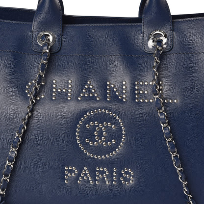 Chanel Caviar Large Studded Deauville Tote Navy 8 of 11
