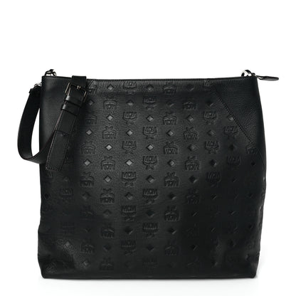 MCM Calfskin Ottomar Monogram Large Klara Hobo Black Beige 1 of 9