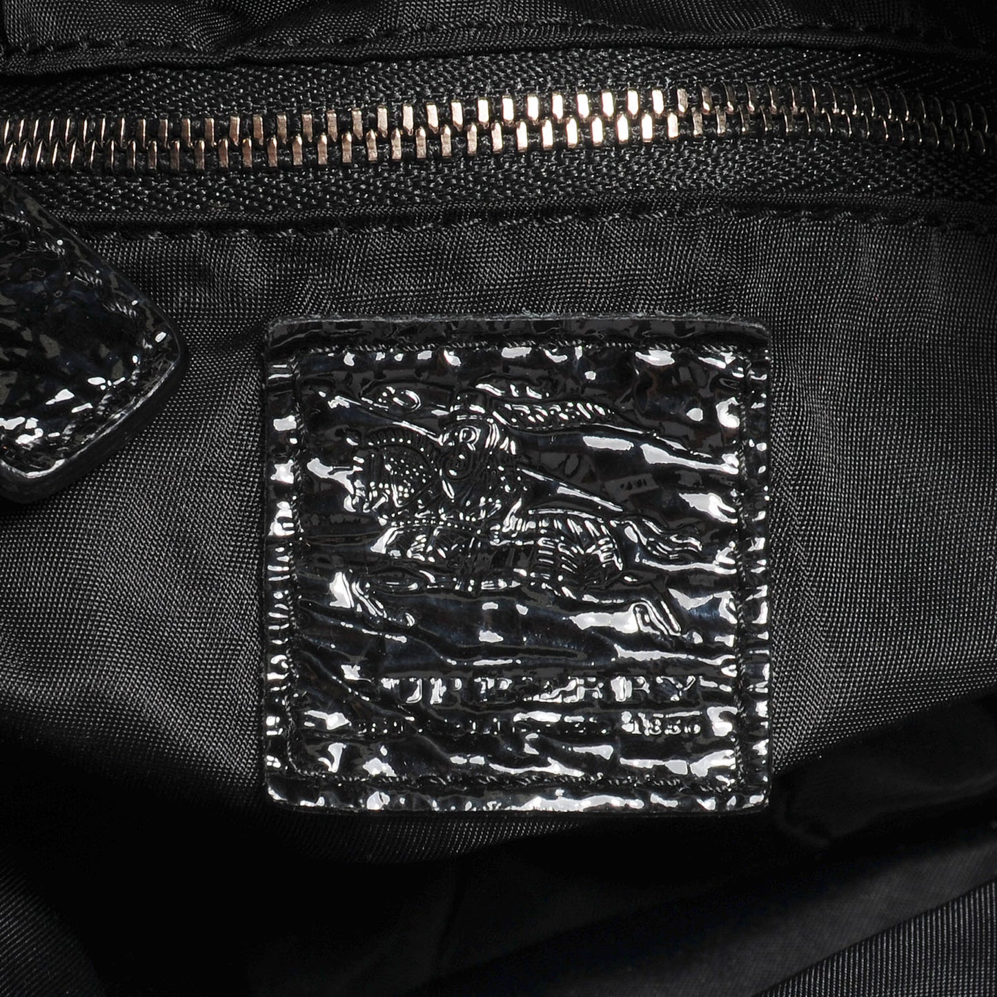 Nylon Patent Beat Check Large Tote Black