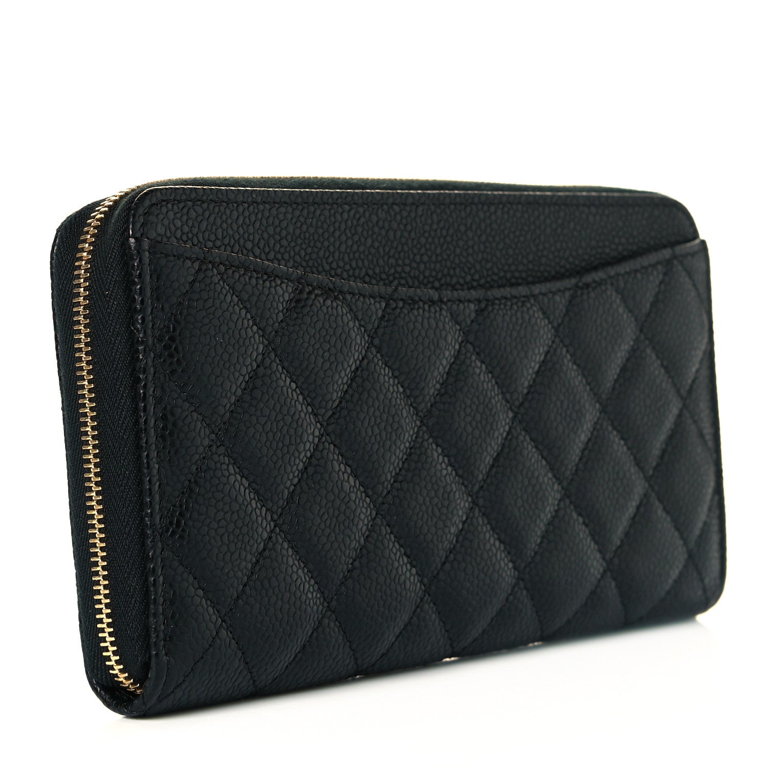 Chanel Caviar Quilted Large Gusset Zip Around Wallet Black 3 of 9