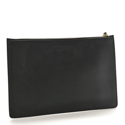 Valentino Garavani Calfskin VLogo Stitched Inlay Zip Pouch Black 3 of 8