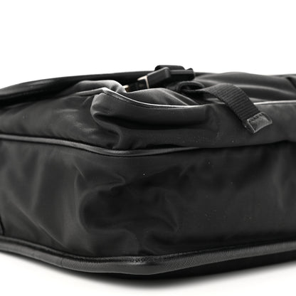 Prada Tessuto Nylon Saffiano Large Double Snap Buckle Messenger Bag Black 9 of 11