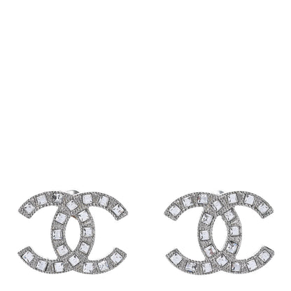 Chanel Baguette Crystal CC Earrings Silver 1 of 5