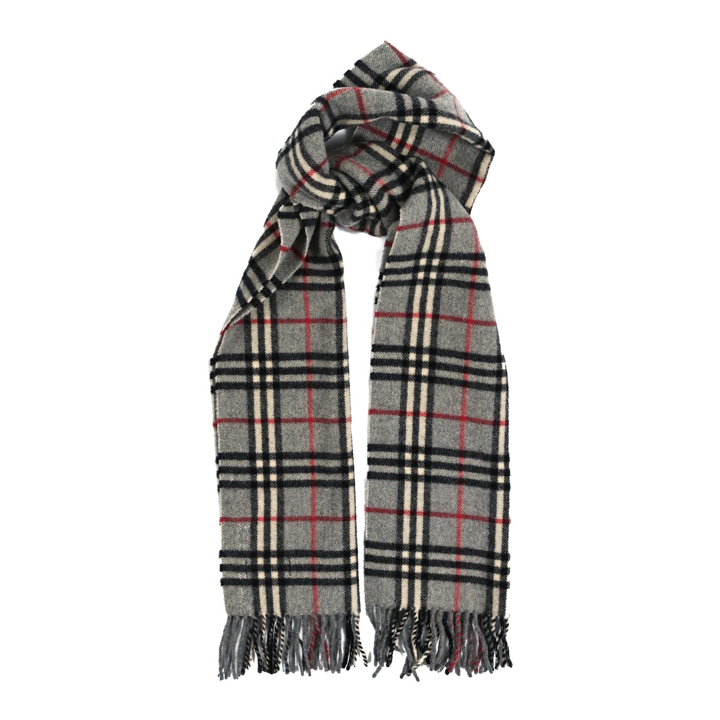 Lambswool House Check Fringe Scarf Grey