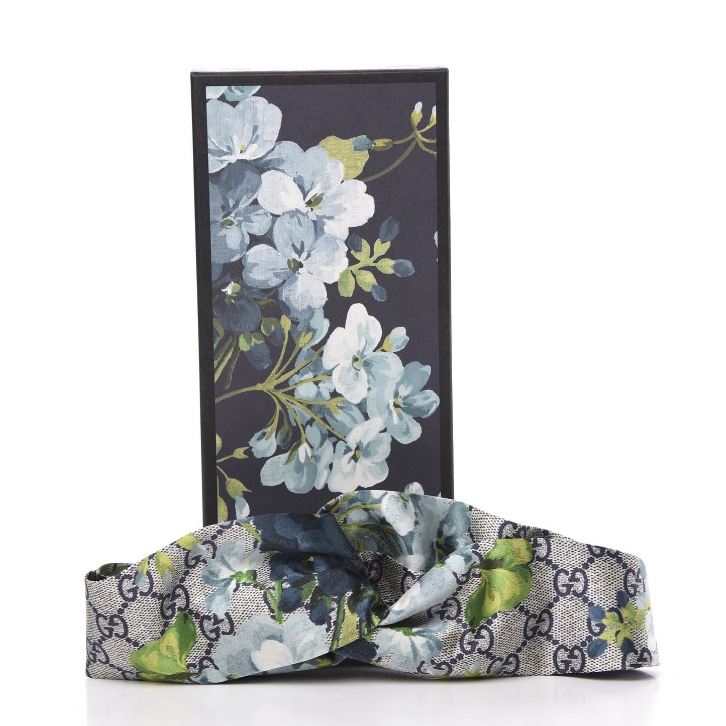Silk Monogram Blooms Print Headband Blue