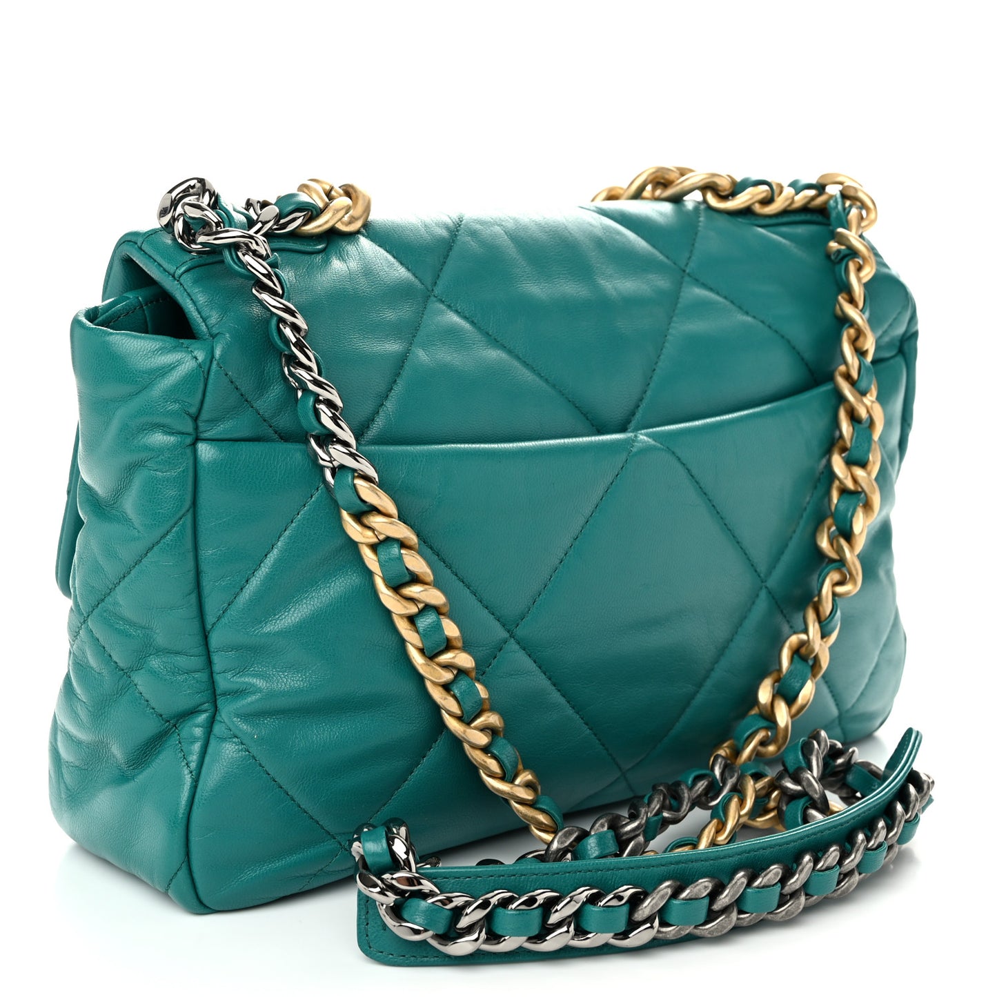 Lambskin Quilted Large Chanel 19 Flap Dark Green