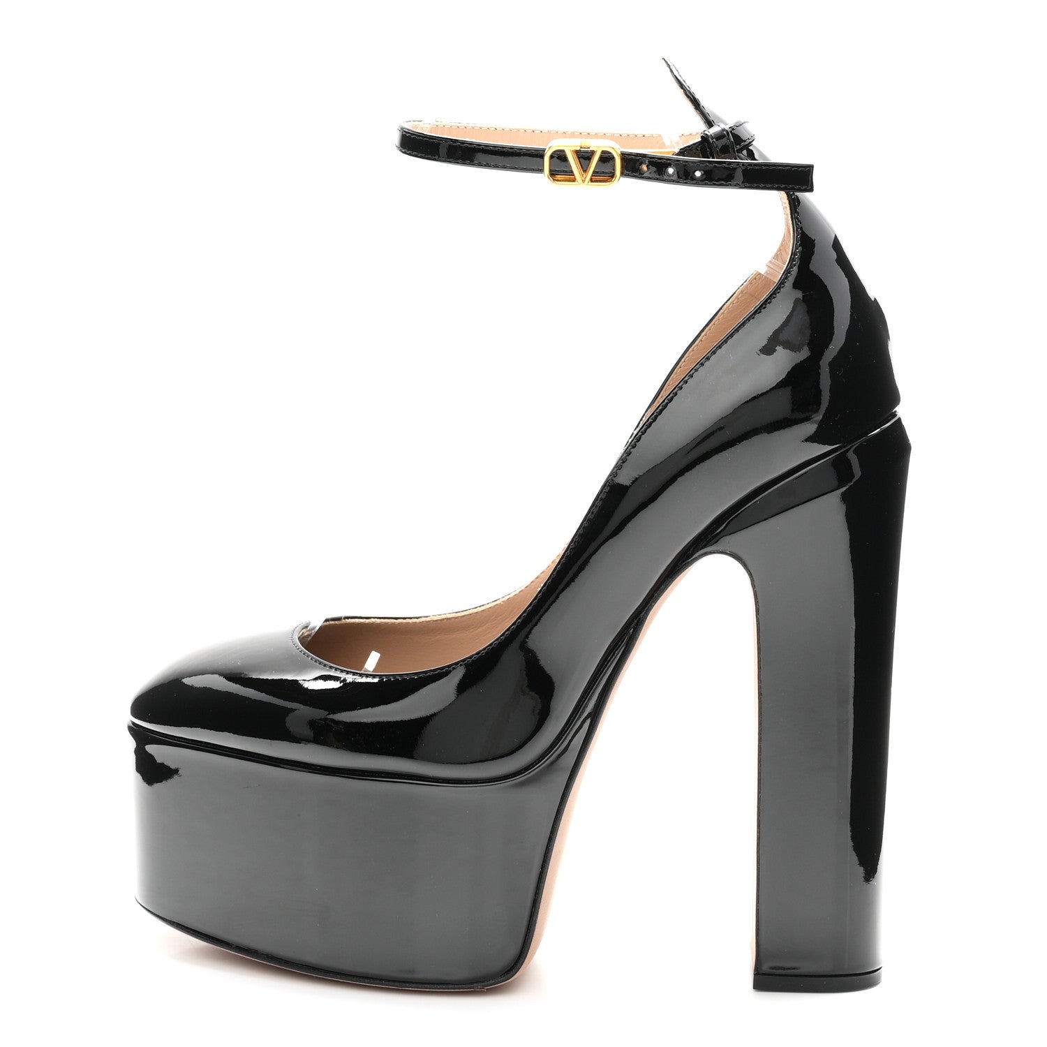 Valentino Garavani Patent Tan-Go 55/155mm Platform Sandals 38 Black 1 of 9