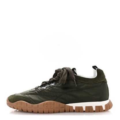 Miu Miu Nylon Suede Womens Tyre Sneakers 36.5 Loden Green 1 of 8