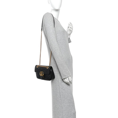 Gucci Calfskin Matelasse Mini GG Marmont Shoulder Bag Black 2 of 10