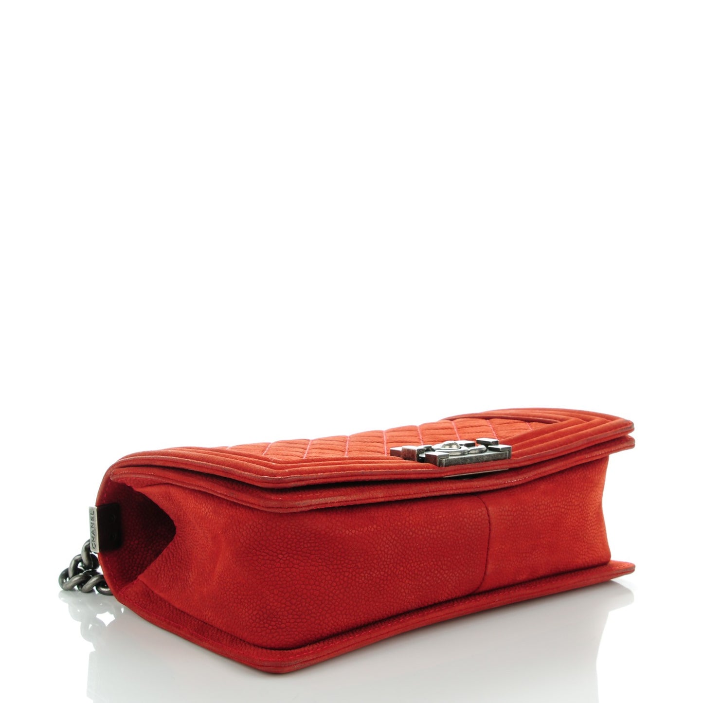 Iridescent Caviar Quilted Medium Boy Flap Dark Orange