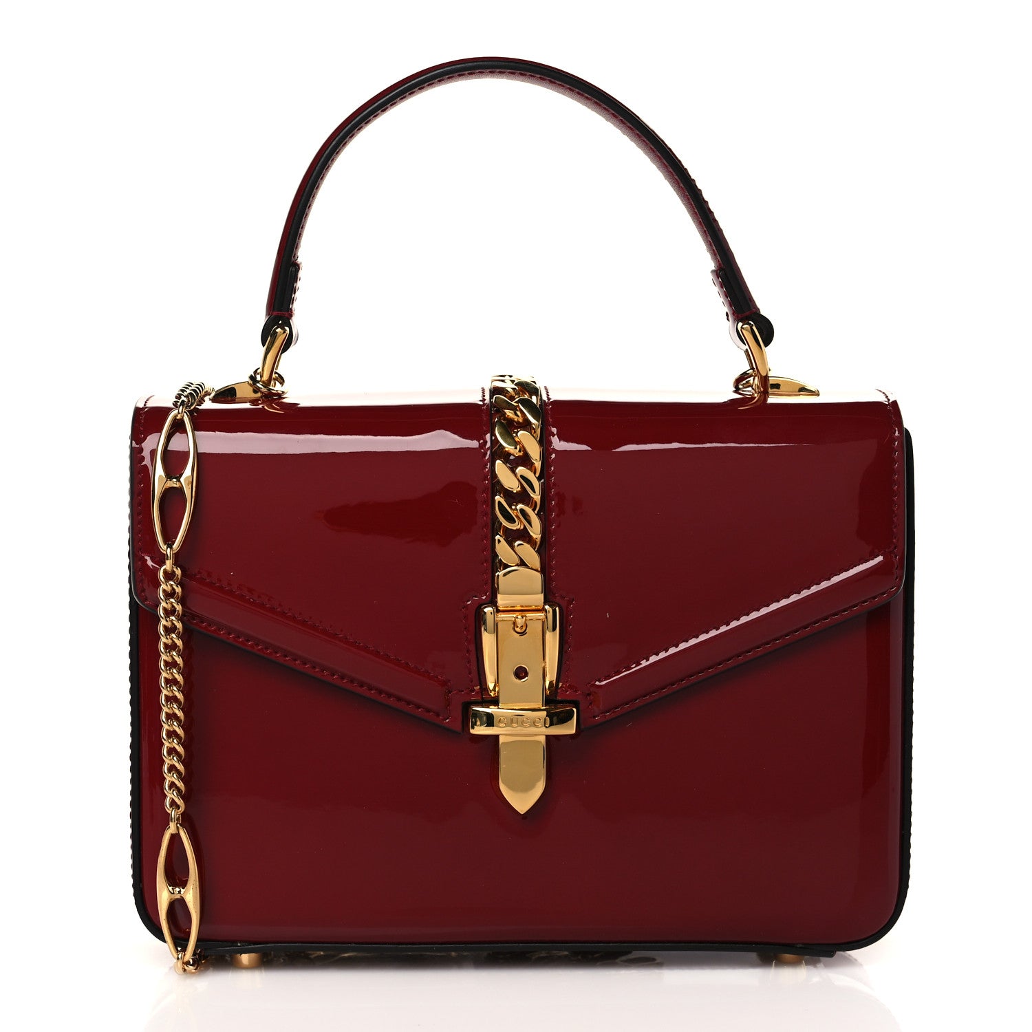 Gucci Mousse Top Patent Mini Sylvie 1969 Top Handle Bag New Cherry Red 1 of 12