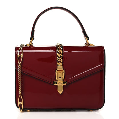 Gucci Mousse Top Patent Mini Sylvie 1969 Top Handle Bag New Cherry Red 1 of 12