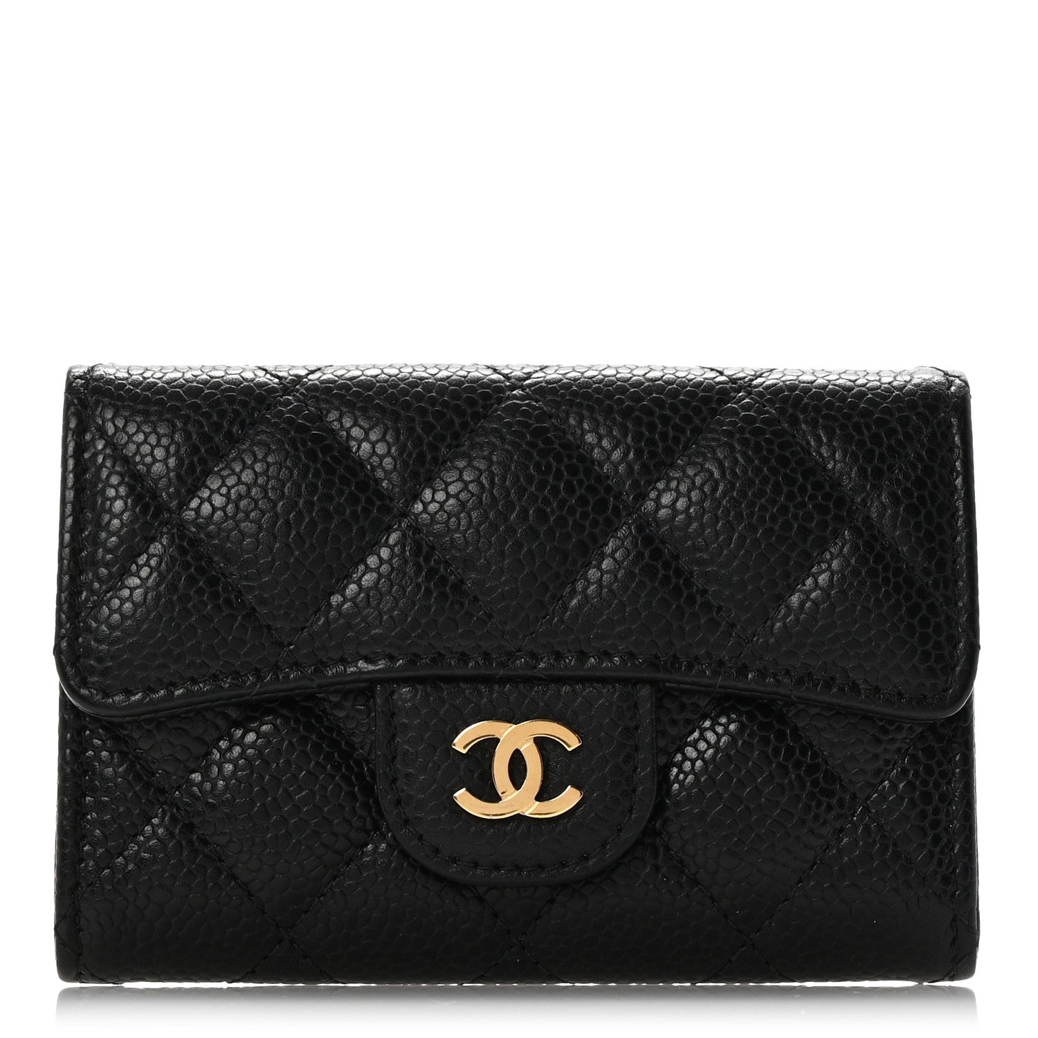Chanel Caviar Quilted Flap Card Holder Wallet Black 1 of 10