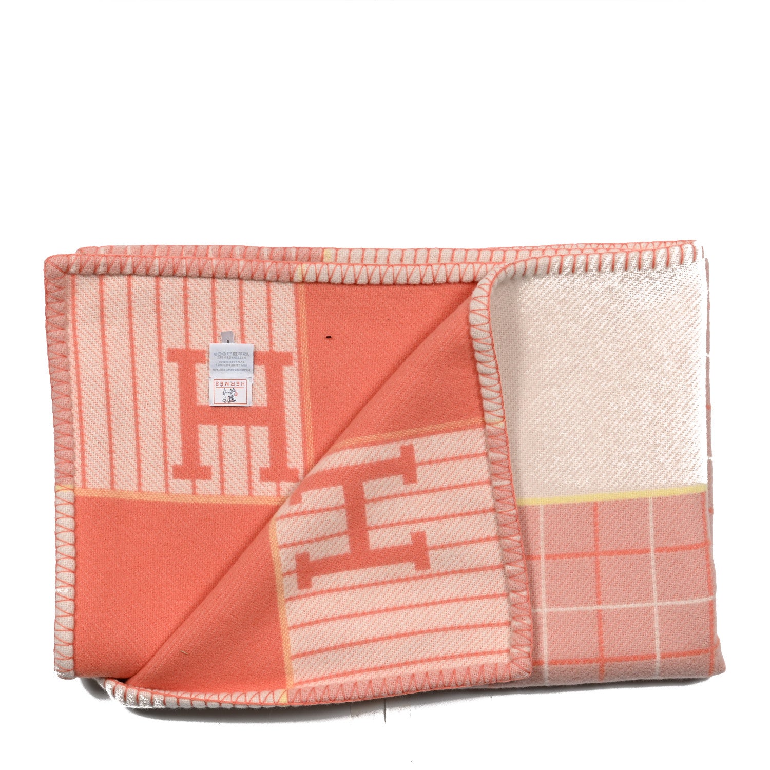 Hermes Wool Cashmere Avalon Cabriole Blanket Melon 2 of 3