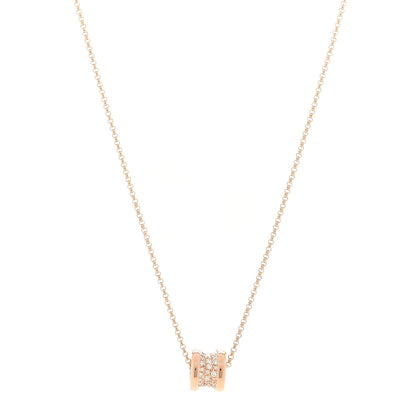 Bulgari 18K Rose Gold Diamond Small B.Zero1 Pave Pendant Necklace 1 of 4