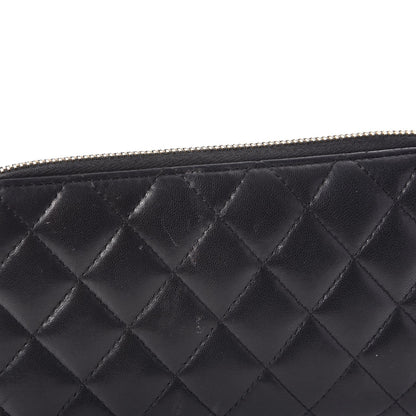 Chanel Lambskin Quilted Large Gusset Zip Around Wallet Black 9 of 15