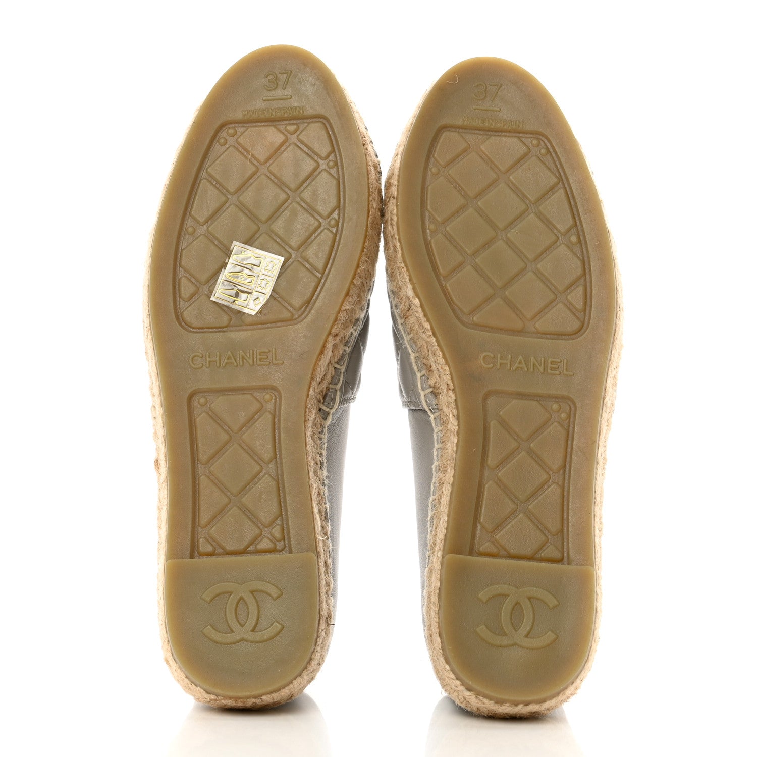 Chanel Lambskin Quilted CC Espadrilles 37 Grey 5 of 7