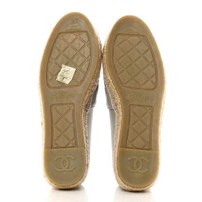 Chanel Lambskin Quilted CC Espadrilles 37 Grey 5 of 7
