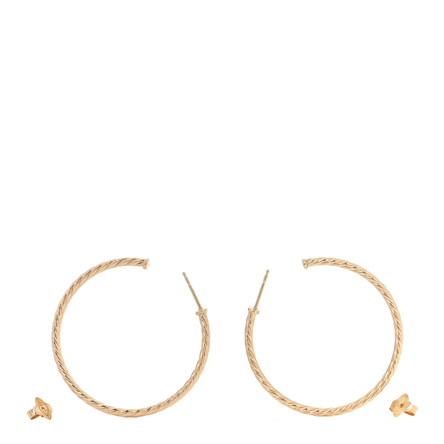David Yurman 18K Yellow Gold Medium Cablespira Hoop Earrings 3 of 6