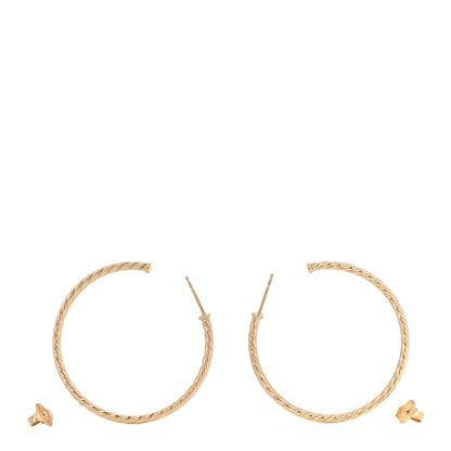 David Yurman 18K Yellow Gold Medium Cablespira Hoop Earrings 3 of 6