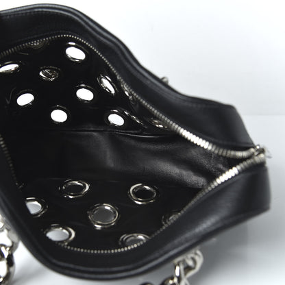 Prada Vitello Daino Grommet Chain Satchel Bag Black 6 of 10