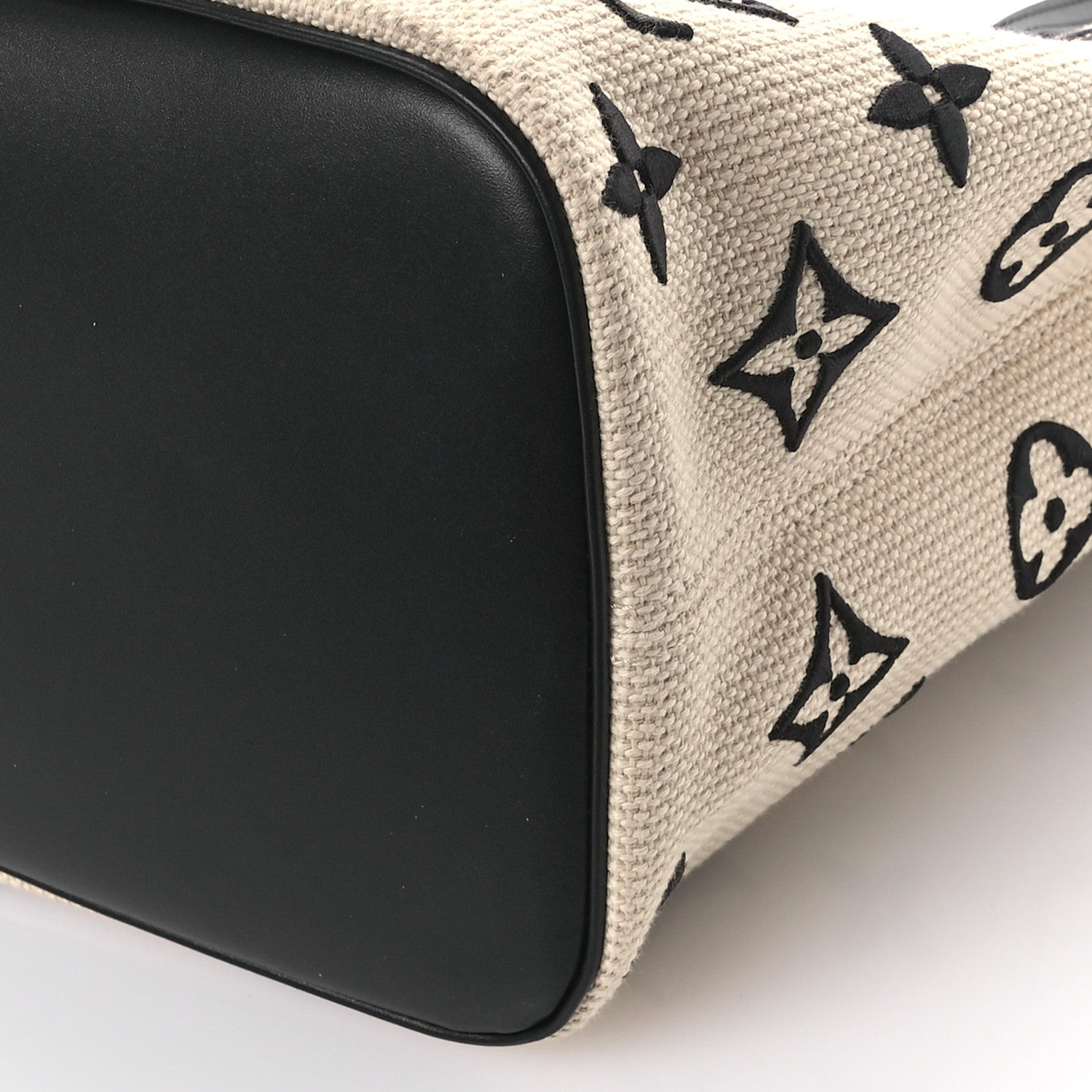 Louis Vuitton Cotton Monogram Embroidered Neverfull MM Beige Black 10 of 11