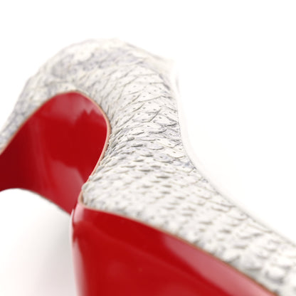 Christian Louboutin Perforated Python Kate 100 Pumps 39.5 Roccia White 10 of 11