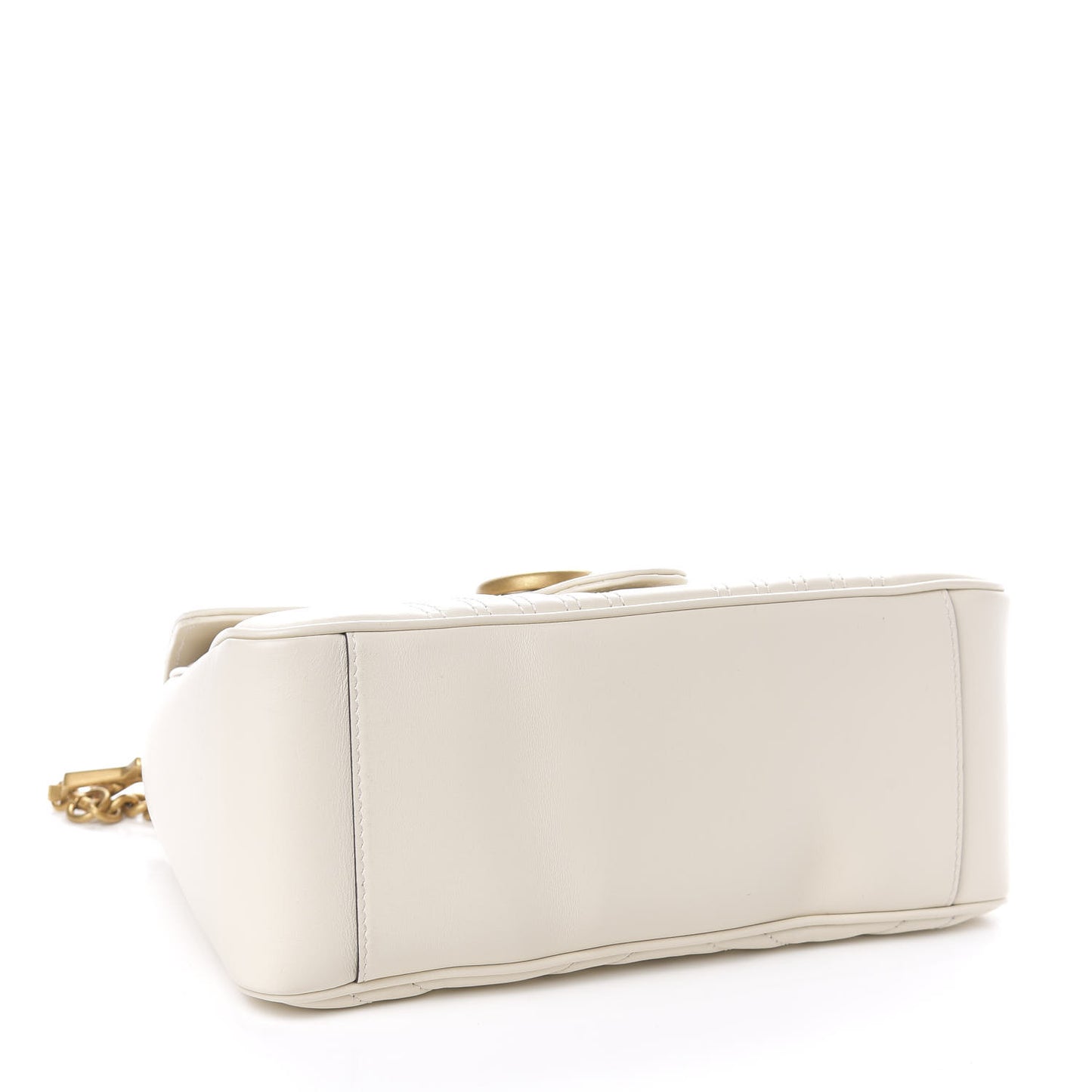 Calfskin Matelasse Small GG Marmont Top Handle Shoulder Bag White