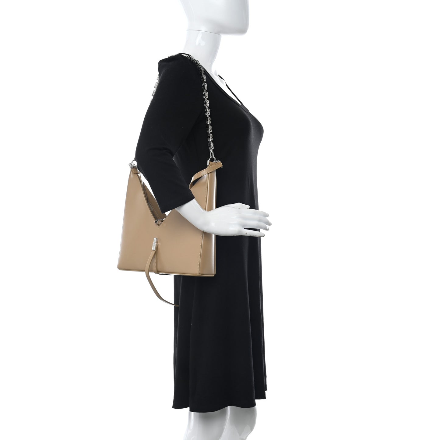 Calfskin Small Cut Out Chain Bag Beige Cappucino