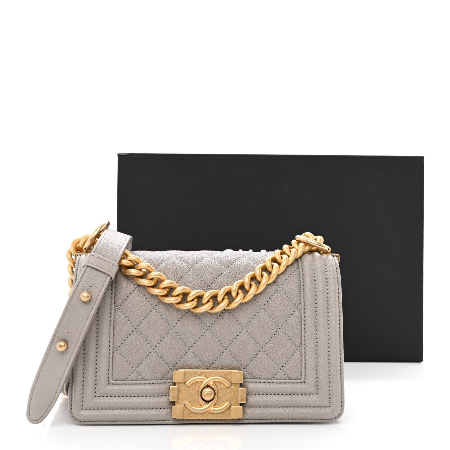 Chanel Caviar Quilted Small Boy Flap Grey 10 of 10
