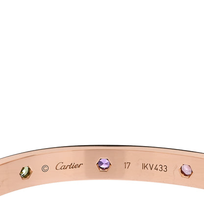 Cartier 18K Pink Gold Sapphire Garnet Amethyst LOVE Bracelet 17 4 of 7