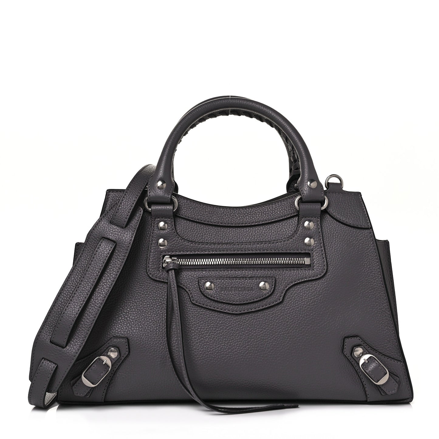 Grained Calfskin Neo Classic Silver Hardware S City Dark Grey