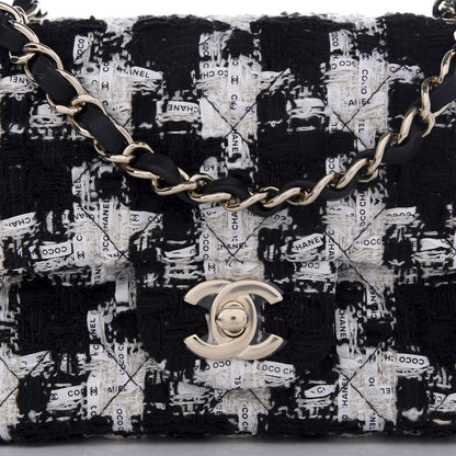 Chanel Tweed Quilted Mini Rectangular Flap Black Ecru White 9 of 10
