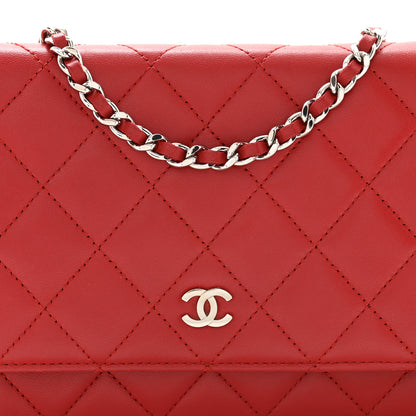Chanel Lambskin Quilted Wallet On Chain WOC Red 9 of 11